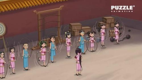 甜心格格：丝丝受罚当儿戏，练起轻功很得意，柔柔很生气。