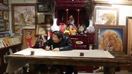 民间大师0.2毫米牛皮上烙画 , 奔腾骏马毛发分明, 一幅至少卖1万块