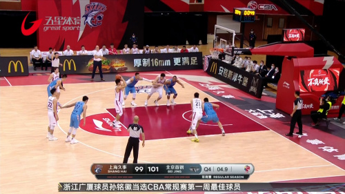 翟晓川22+15方硕19+11 上海男篮遭北京逆转