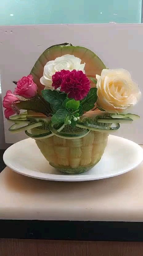 哈密瓜雕刻花篮喜欢吗