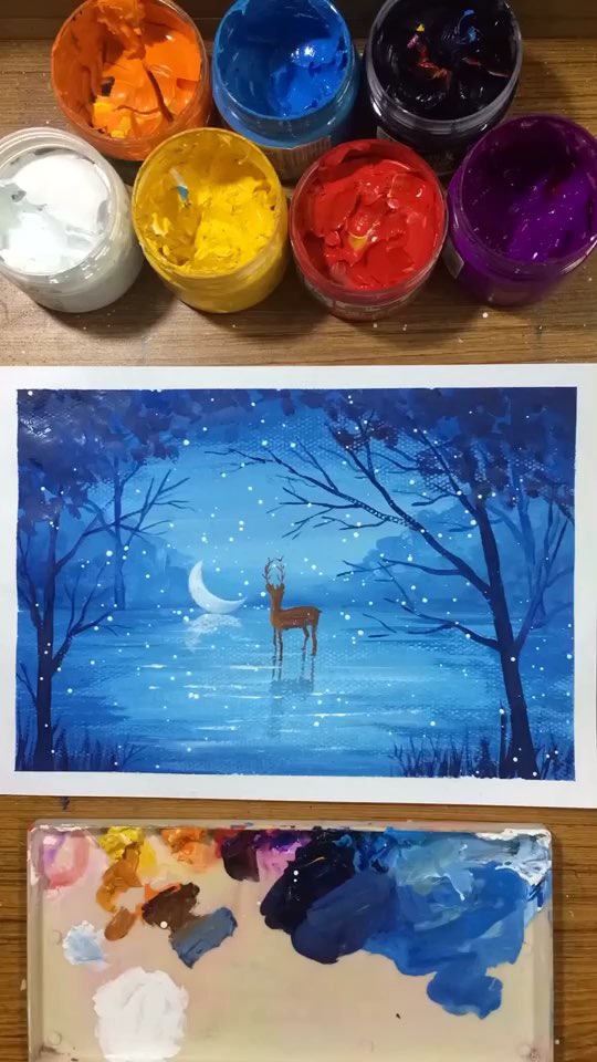 蓝色调水粉画,喜欢的朋友点赞支持下!