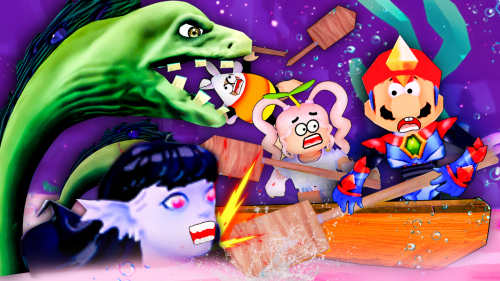 在海底两万米划船,海绵宝宝没遇着遇上巨型电鳗了!Roblox逃离邪恶美人鱼