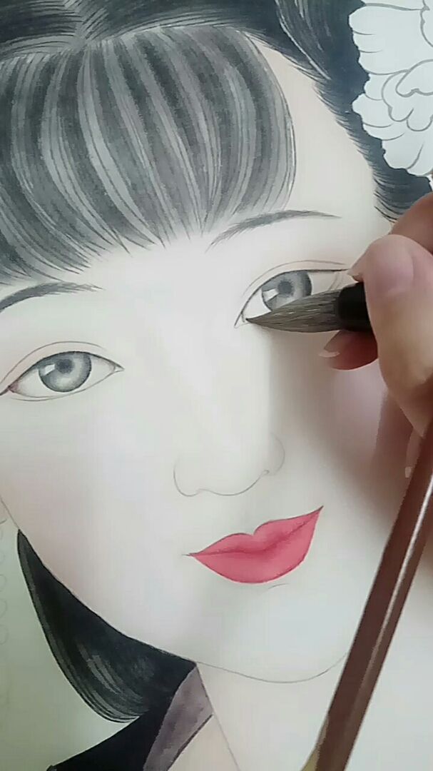 工笔仕女1,眼睛的刻画!看完整视频,关注或查看我的视频!谢谢!