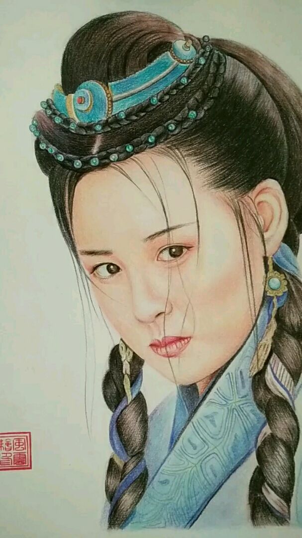 彩铅手绘金庸武侠经典,任盈盈