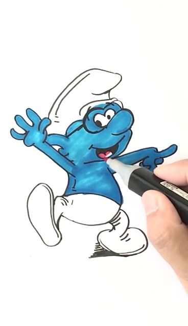 在那山的那边,海的那边有一群蓝精灵…简笔画手绘蓝精灵,喜欢不?