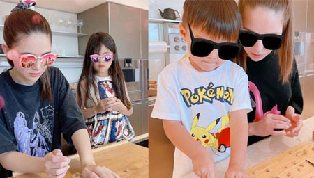 昆凌携儿女为周杰伦做奶茶